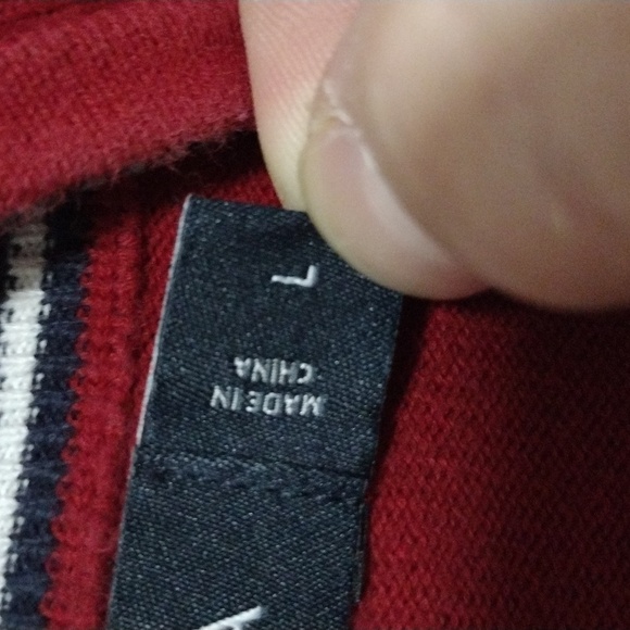 Nautica Mens Large 1/4 Zip Sweater Red & Navy Blue - Picture 5 of 7